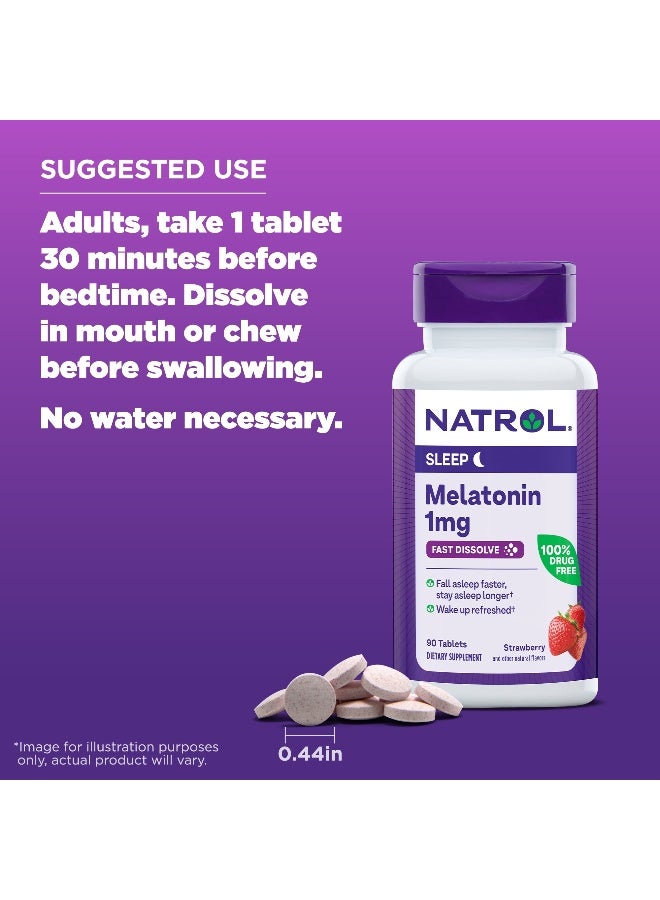 Natrol Sleep Melatonin, Fast Dissolve, 1mg, 90 Tablets Packaging May vary - Image 4